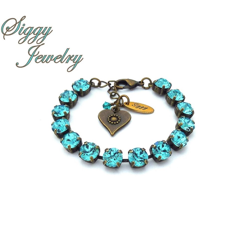 Swarovski 8mm Light Turquoise Tennis Bracelet - Picture 3 of 10